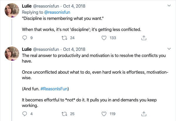 A quote about discipline and resolving internal conflict